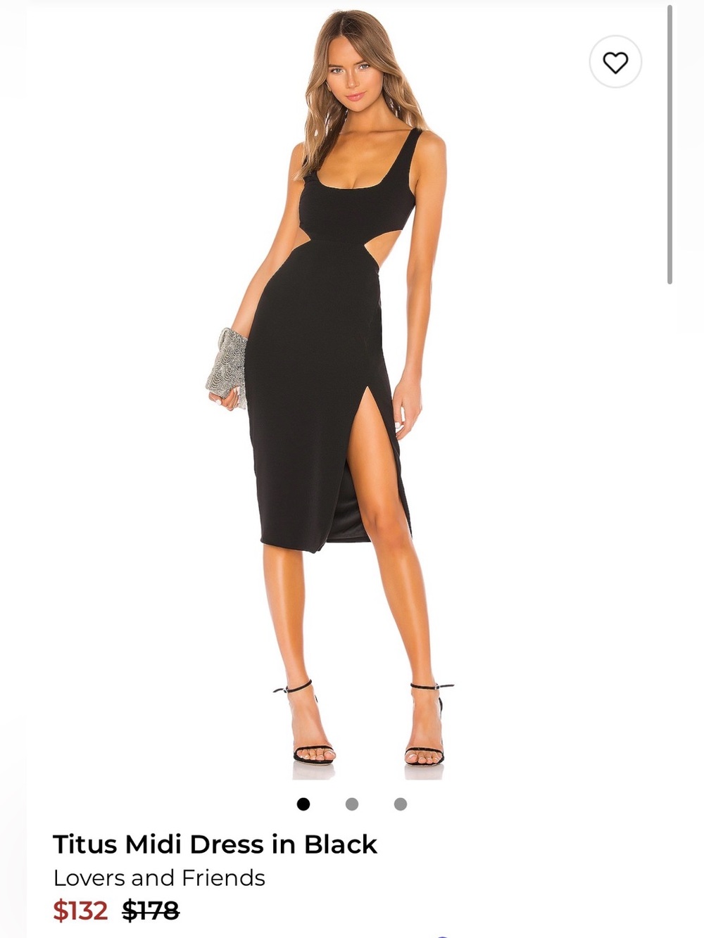 Lovers + Friends Black Cutout Midi Dress with Side Slit